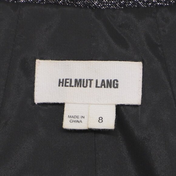 HELMUT LANG Black Metallic Tweed Cropped Tuxedo Blazer Jacket Size 8 - Picture 6 of 7